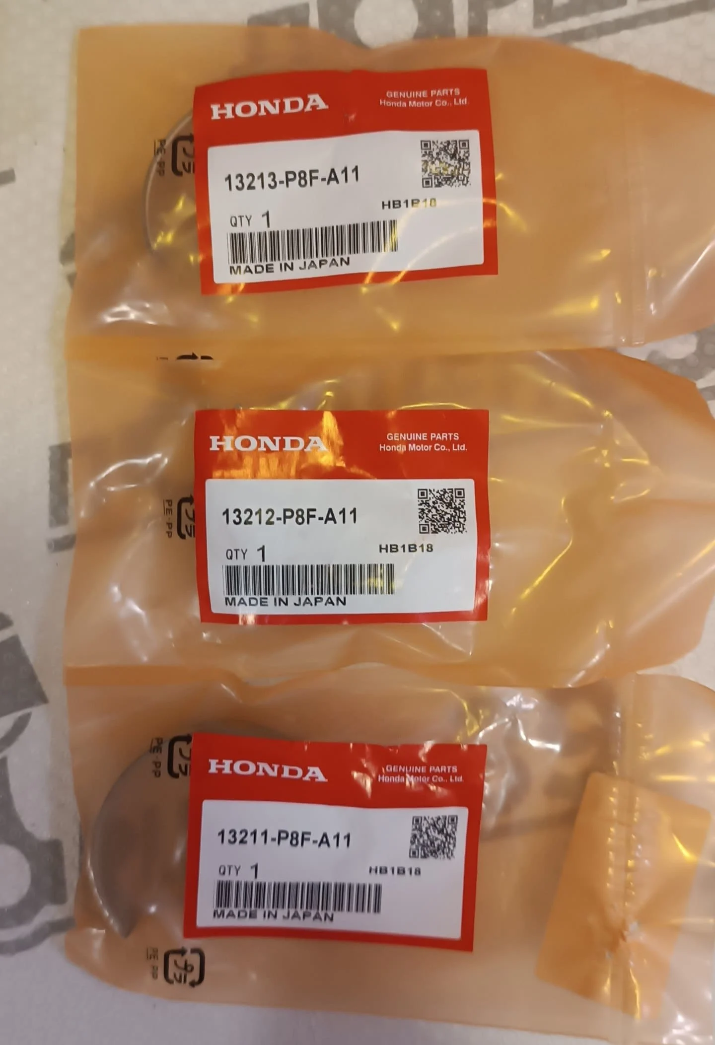 Вкладыши шатунные Honda J35Z J35A 13211-P8F-A11 13212-P8F-A11 13213-P8F-A11